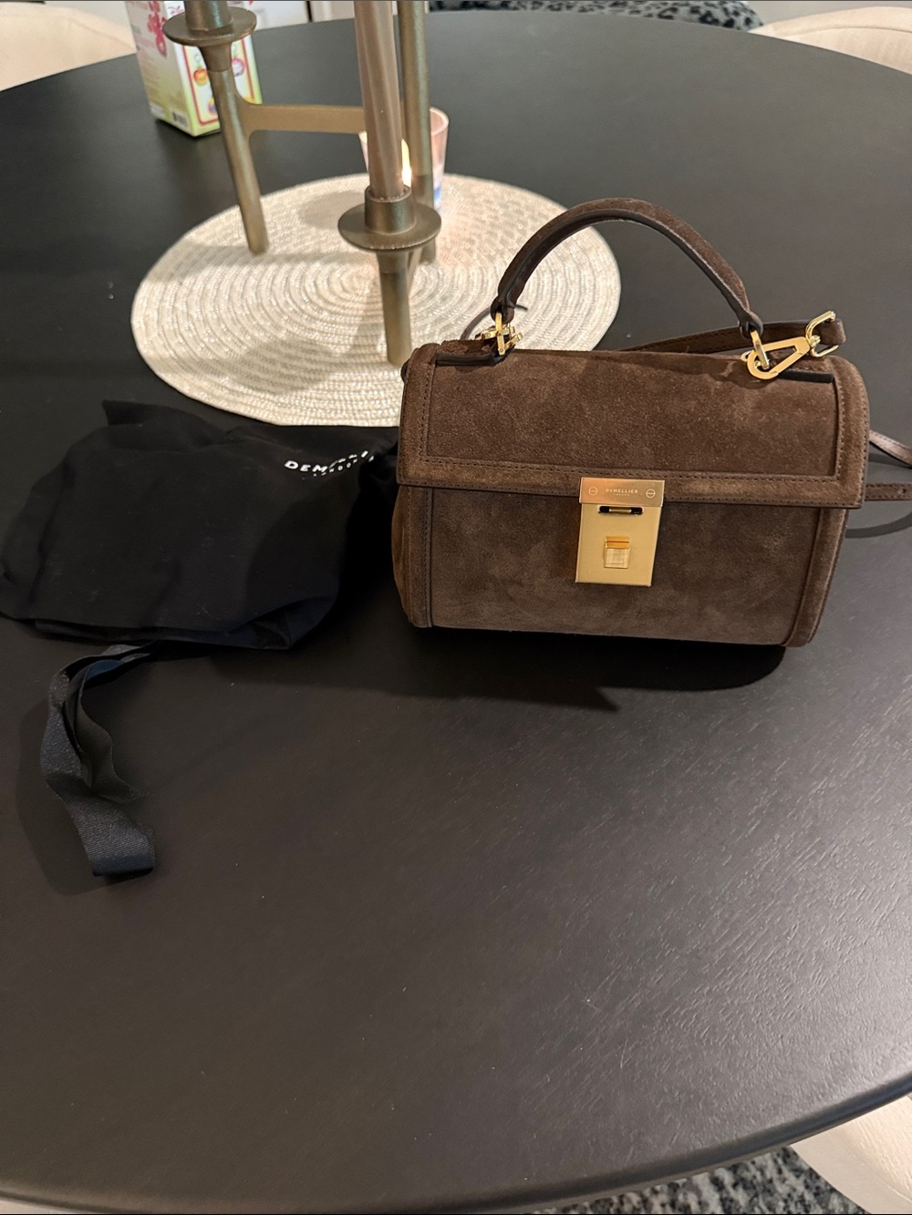 Demellier London “The Paris” Brown Suede Bag
